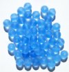 25 8mm Transparent Matte Light Sapphire Round Beads